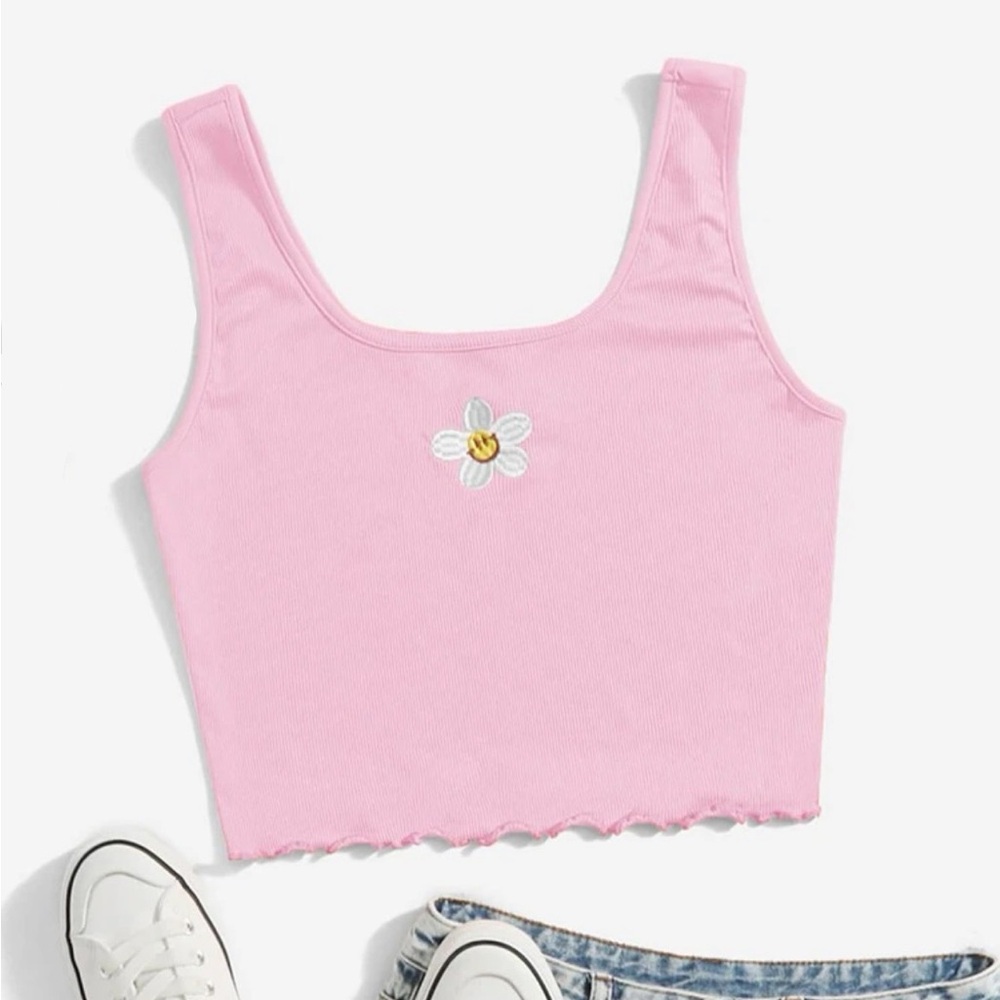 Shein Floral Embroidered Crop Cami Top